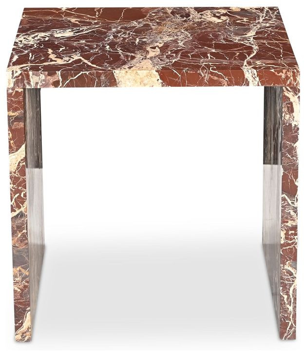 Rosa Rosso Levanto Square Marble Top Accent Table