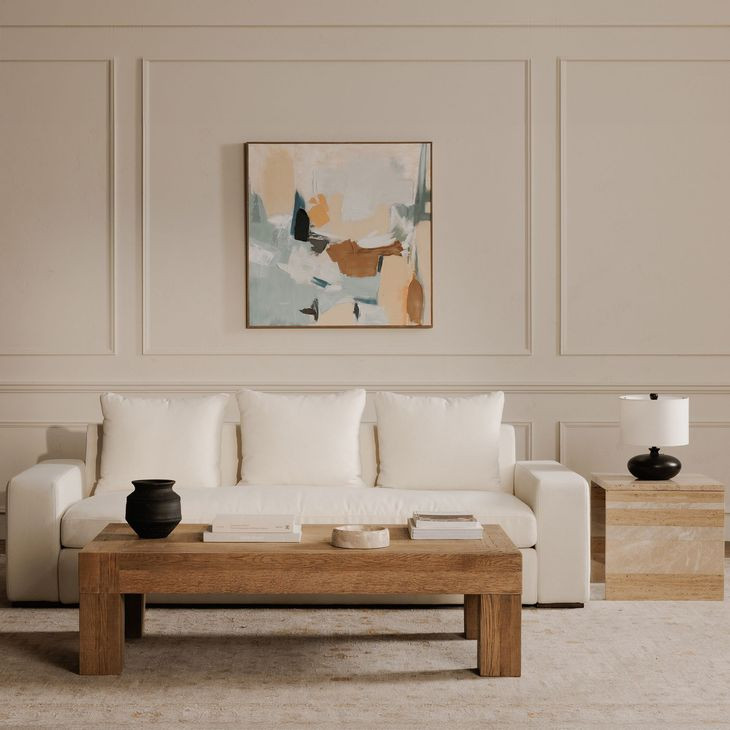 Rosa Beige and Gray Square Marble Top Accent Table