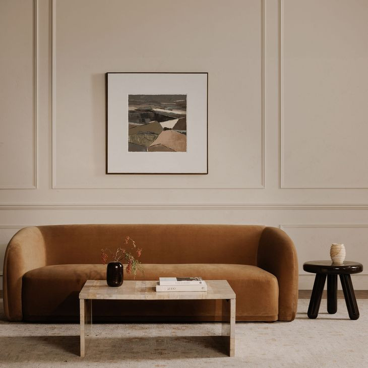 Rosa Beige and Brown Rectangular Marble Top Coffee Table