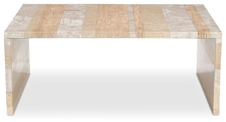 Rosa Beige and Brown Rectangular Marble Top Coffee Table