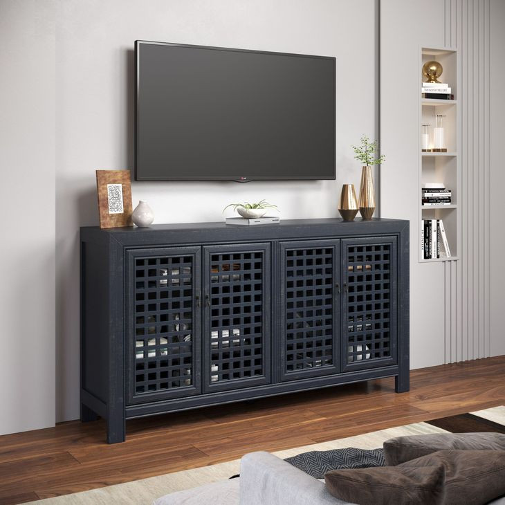Rio Blue 4 Door Accent Cabinet