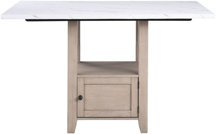 Taylor Beige and White 60" Rectangular Marble Top Counter Height Table