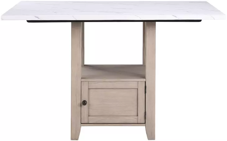 Taylor Beige and White 60" Rectangular Marble Top Counter Height Dining Table
