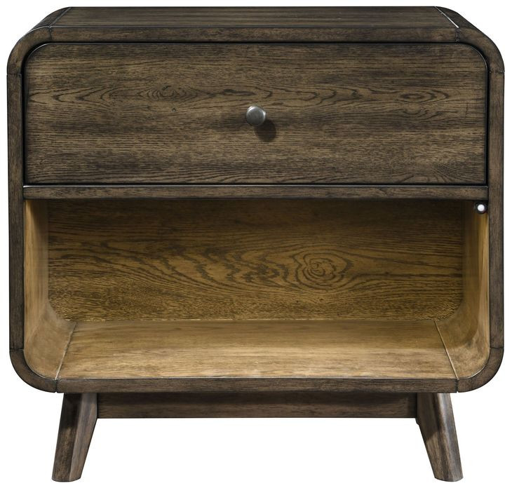 Rex Walnut 1 Drawer Open Nightstand