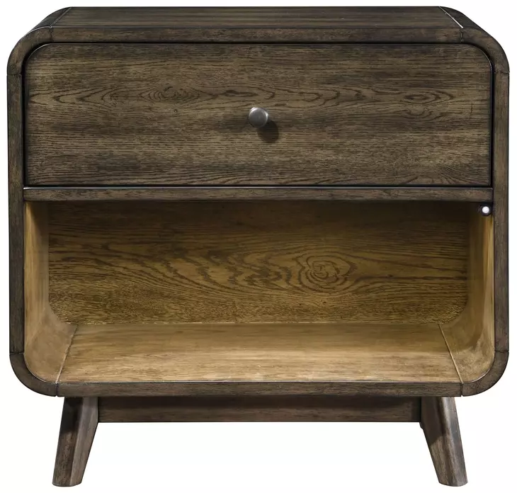 Rex Walnut 1 Drawer Open Nightstand