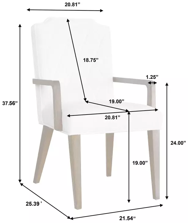 Oakridge Medley White Upholstered Dining Arm Chair