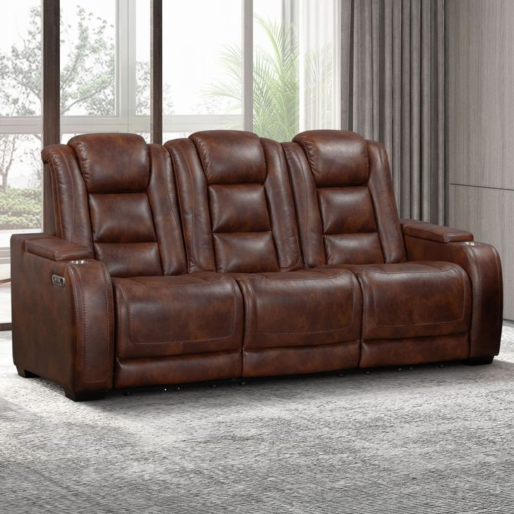 Chester Brown Power Reclining Living Room Set with USB Charging and LED
