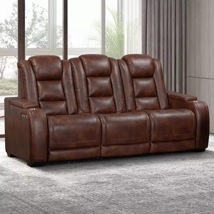 Chester Brown Power Reclining Living Room Set with USB Charging and LED