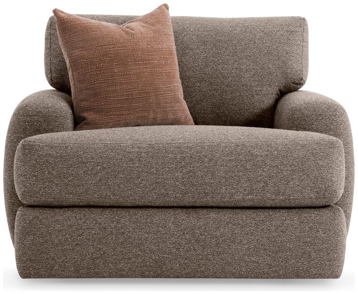 Cameron Brown Upholstered Swivel Chair with Pillow