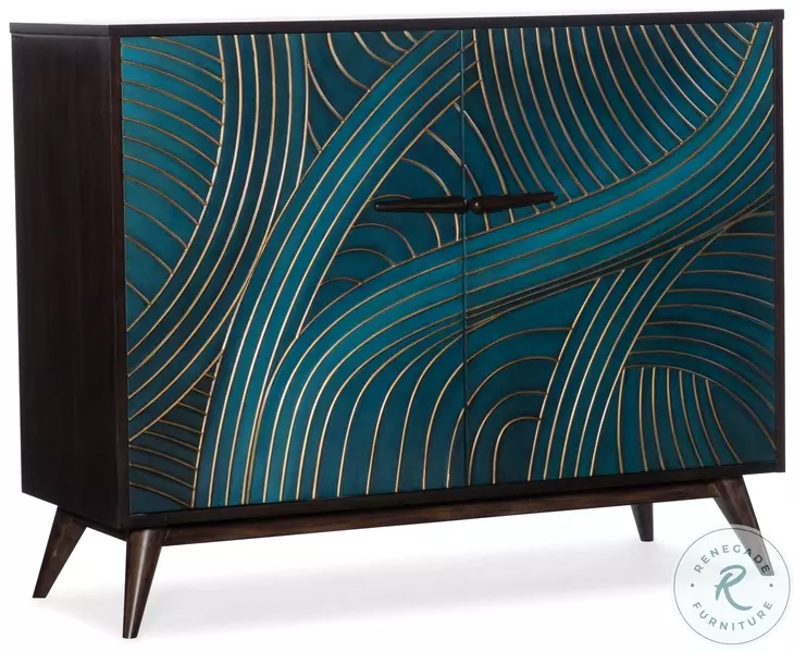 Esperanza Dark Wood And Teal Faux Paint Two Door Chest