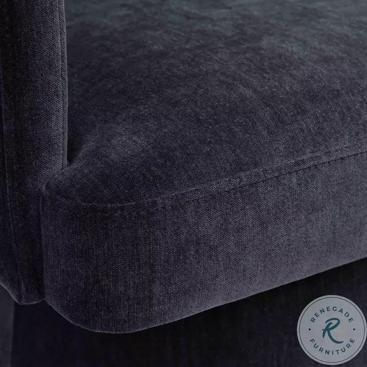 Kristen Black Upcycled Chenille Rolling Desk Chair