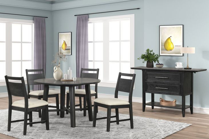 Sable Crest Black Extendable Drop Leaf Server
