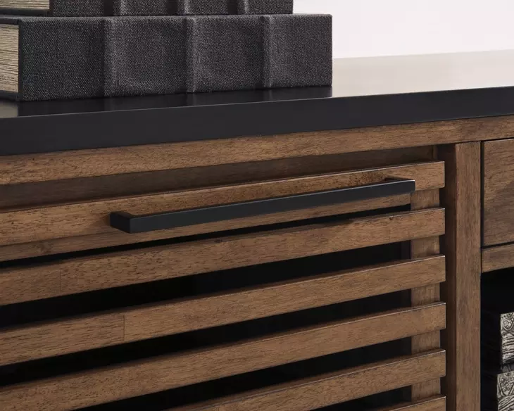 Kallari Warm Brown and Matte Black 2 Door Credenza