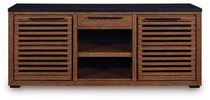 Kallari Warm Brown and Matte Black 2 Door Credenza