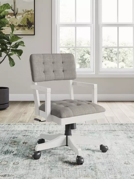 Robbinsdale Light Gray Upholstered Home Office Desk Chair