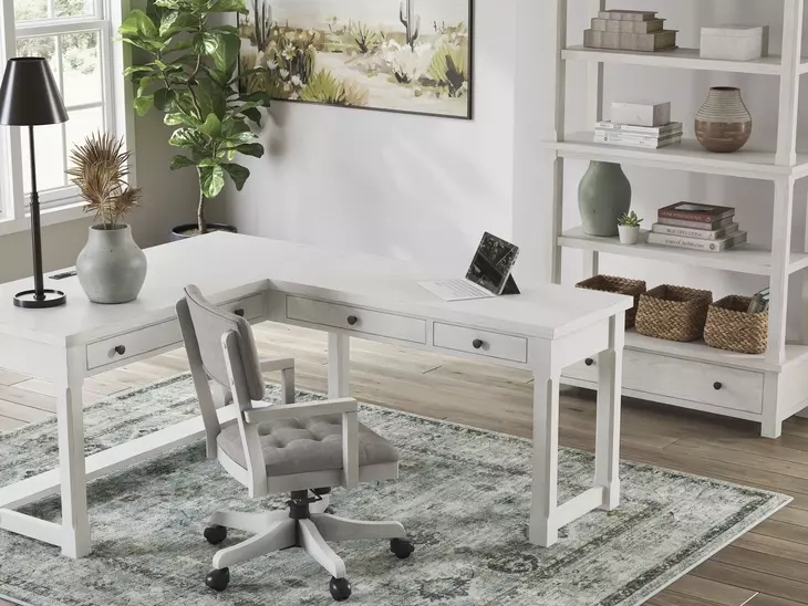Robbinsdale Light Gray Upholstered Home Office Desk Chair