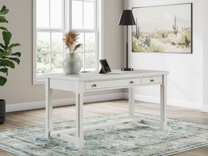 Robbinsdale Antique White 60" Home Office Desk with USB Charging