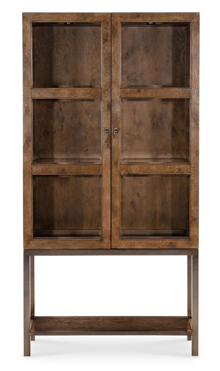 Mosaic Rich Golden Brown and Bronze 2 Glass Door Mulholland Display Cabinet with LED