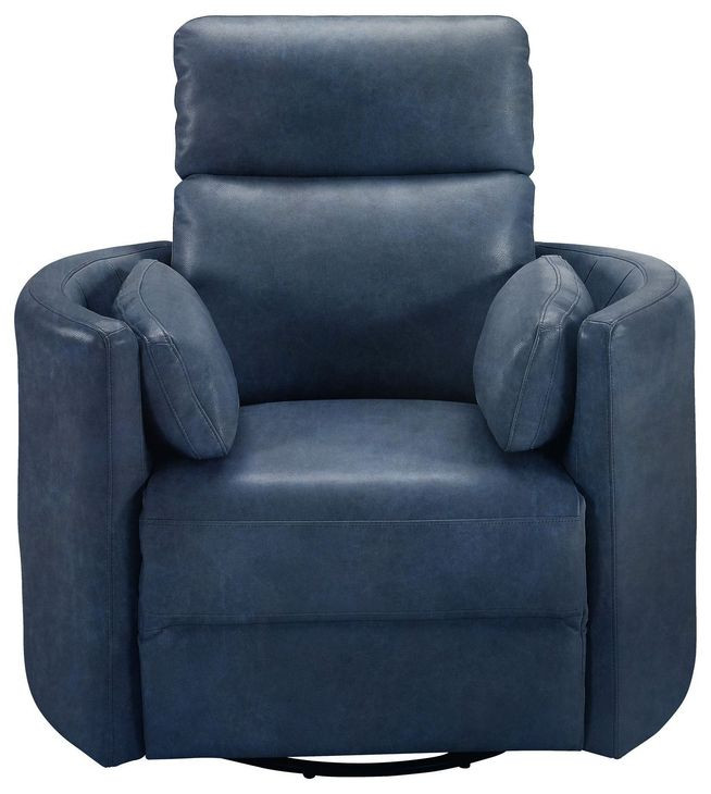 Radius Vintage Navy Leather Swivel Glider Power Recliner with USB Charging