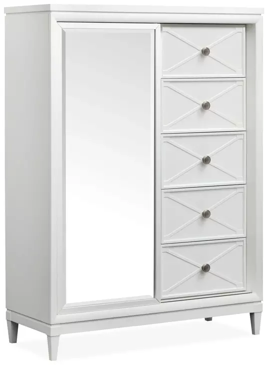 Springhouse Whisper White and Gray Upholstered Storage Panel Bedroom Set