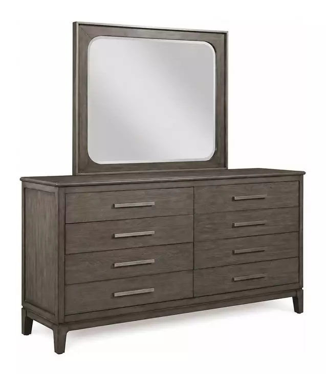 Grainstone Sable 8 Drawer Sellers Dresser with Rectangular Landscape Mirror