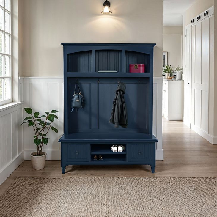 Westport Navy Hall Tree with Storage Bench