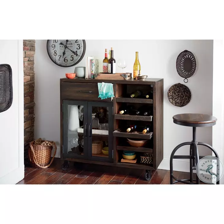 Hidden Treasures Brown And Black Bar Trolley
