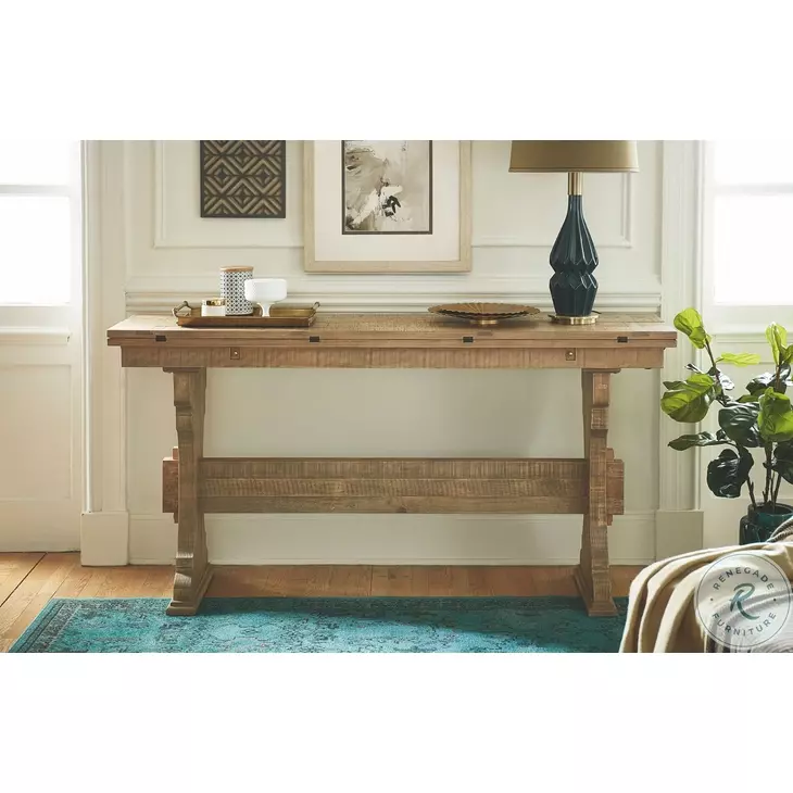 Hidden Treasures Brown Trestle Flip Top Table