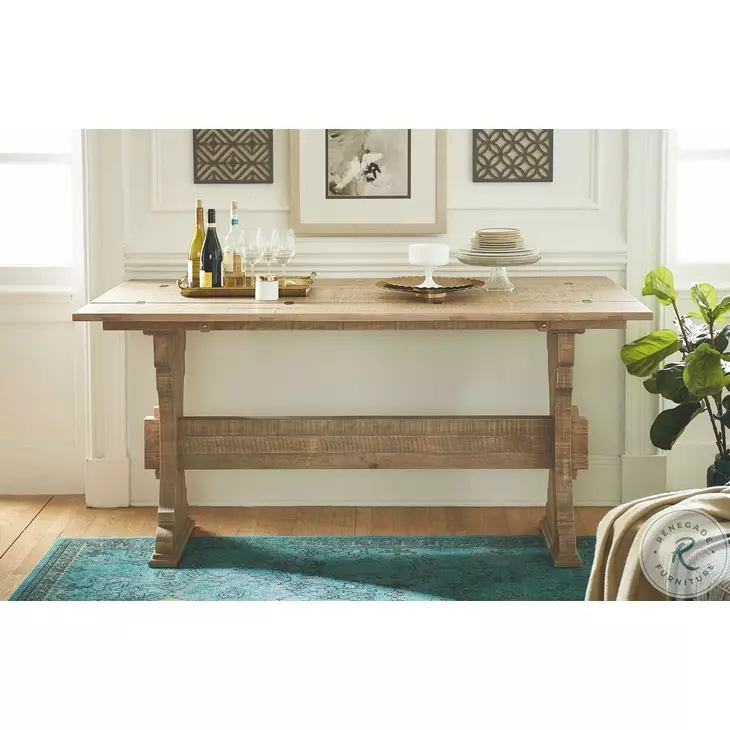 Hidden Treasures Brown Trestle Flip Top Table