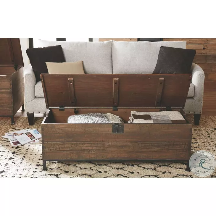 Hidden Treasures Brown And Black Milling Chest End Table