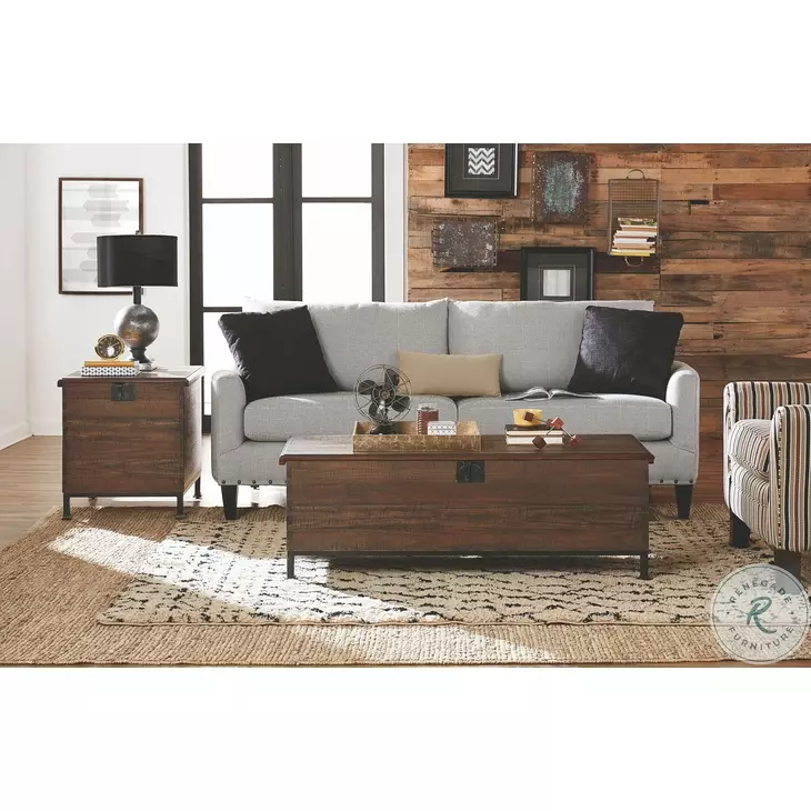 Hidden Treasures Brown And Black Milling Chest End Table