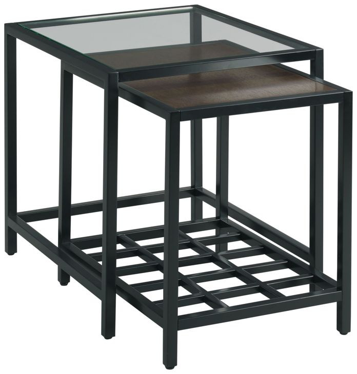 Mackintosh Brown and Gray Rectangular Glass Top Nesting End Tables