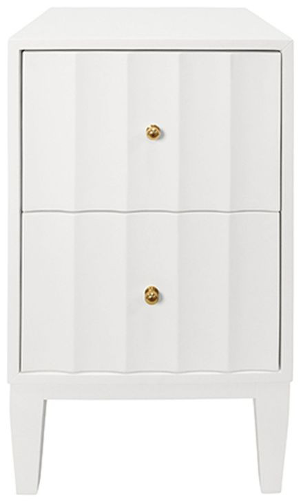 Hammond Matte White Lacquer Rectangular 2 Drawer Side Table