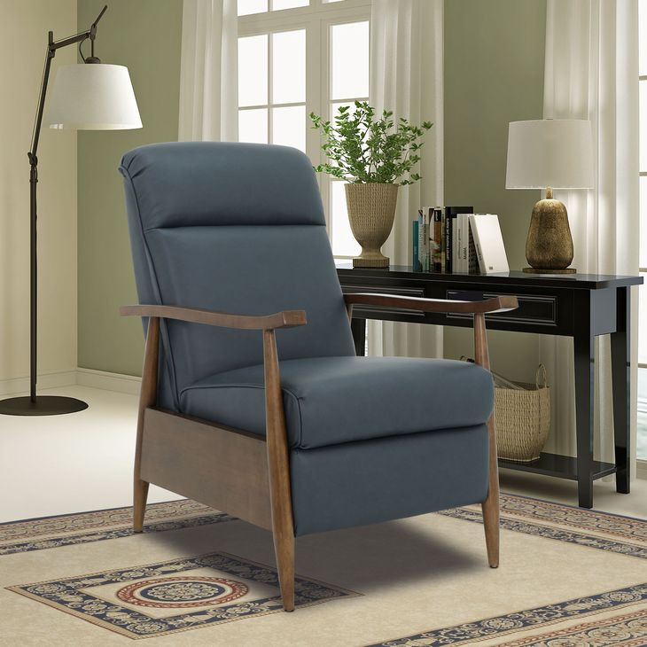 Hampton Santa Fe Ocean Leather Push Thru The Arms Recliner