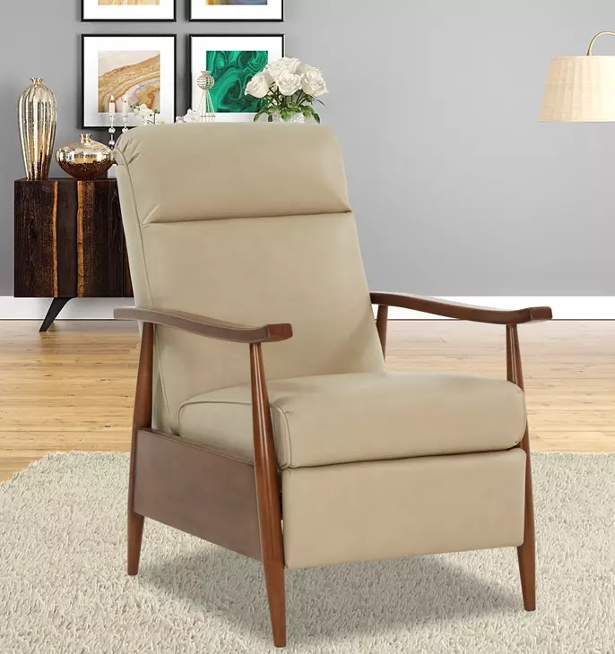 Hampton Shoreham Cream Leather Push Thru The Arms Recliner