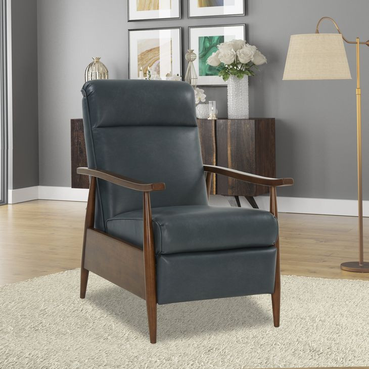 Hampton Roma Bluegray Leather Push Thru The Arms Recliner