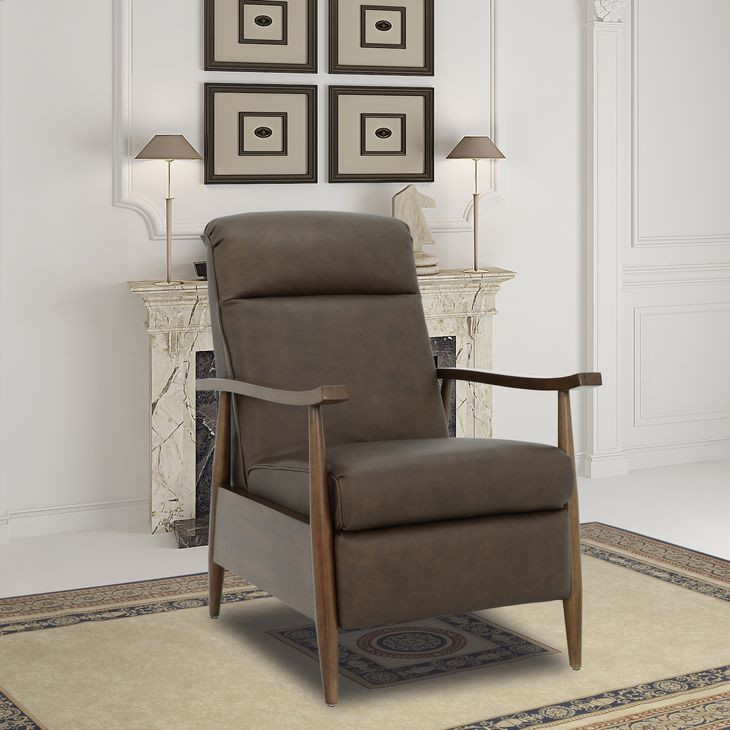 Hampton Oasis Walnut Leather Push Thru The Arms Recliner