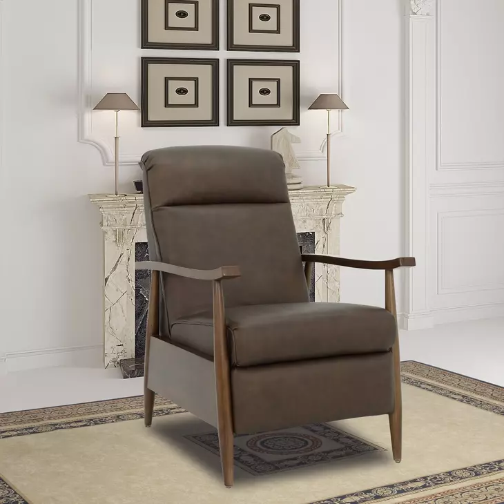 Hampton Oasis Walnut Leather Push Thru The Arms Recliner