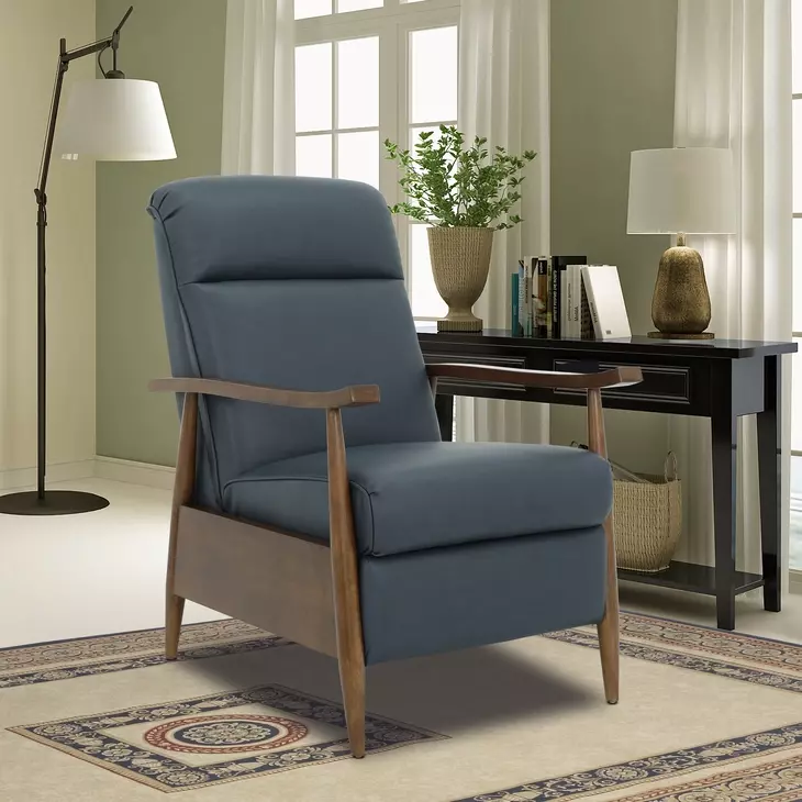 Hampton Santa Fe Ocean Leather Push Thru The Arms Recliner
