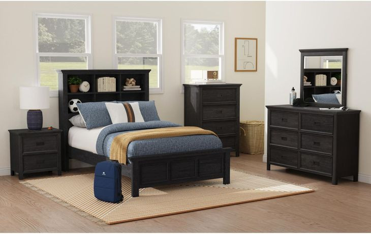 Brooklyn Charcoal 2 Drawer Nightstand with USB Charging