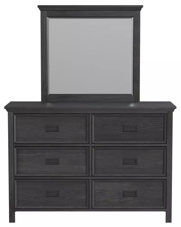 Brooklyn Charcoal 6 Drawer Dresser and Rectangular Mirror