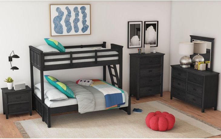 Brooklyn Charcoal Twin Over Full Bunk Bed with Ladder