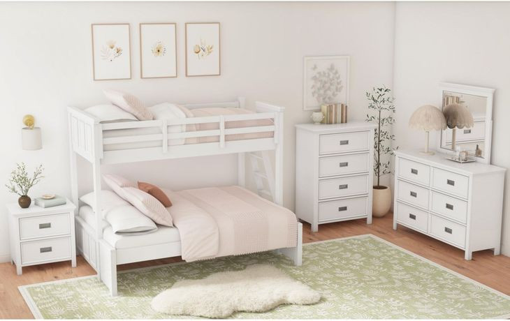 Brooklyn White Twin Over Full Bunk Bed with Ladder