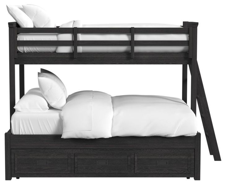Brooklyn Charcoal Twin Over Full Bunk Bed with Ladder and Trundle