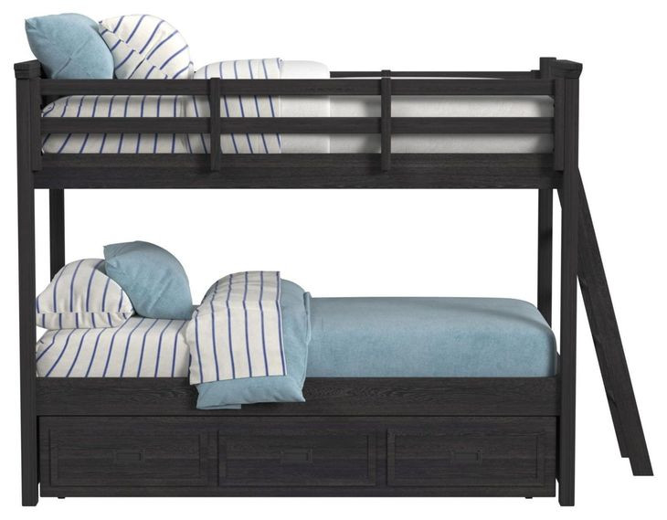Brooklyn Charcoal Twin Over Twin Bunk Bed with Ladder and Trundle