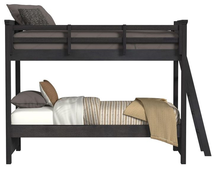 Brooklyn Charcoal Twin Over Twin Bunk Bed with Ladder