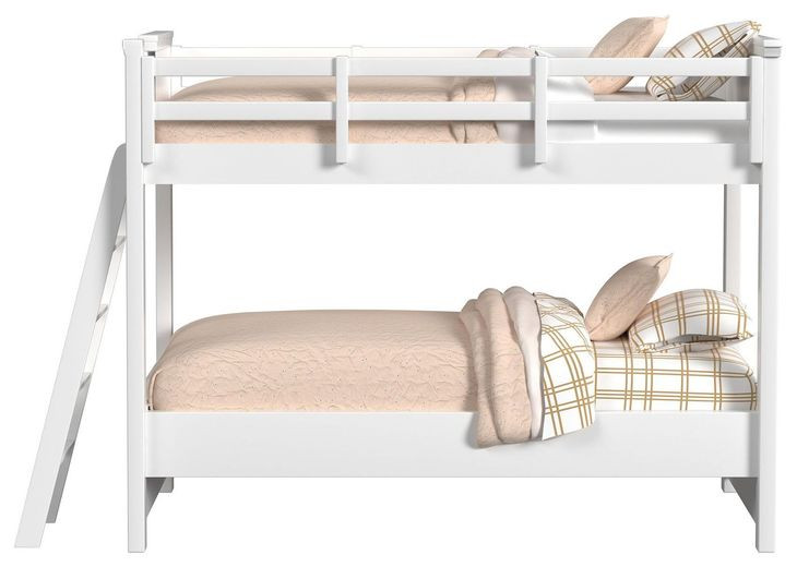 Brooklyn White Twin Over Twin Bunk Bed with Ladder