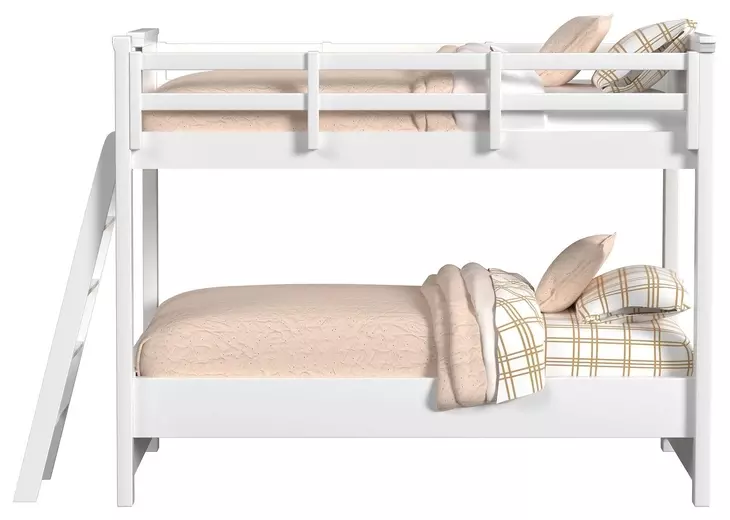 Brooklyn White Twin Over Twin Bunk Bed with Ladder