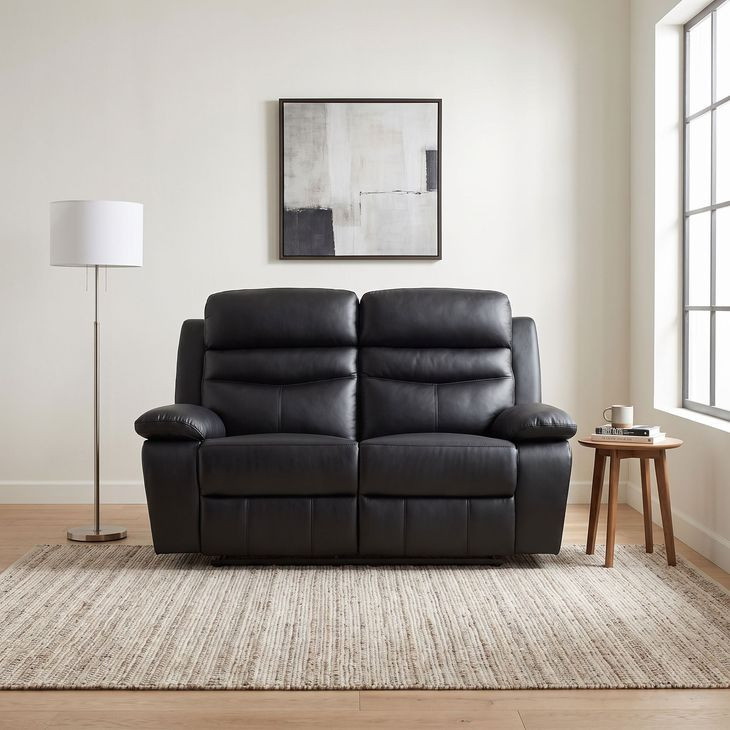 Hancock Black Double Reclining Loveseat