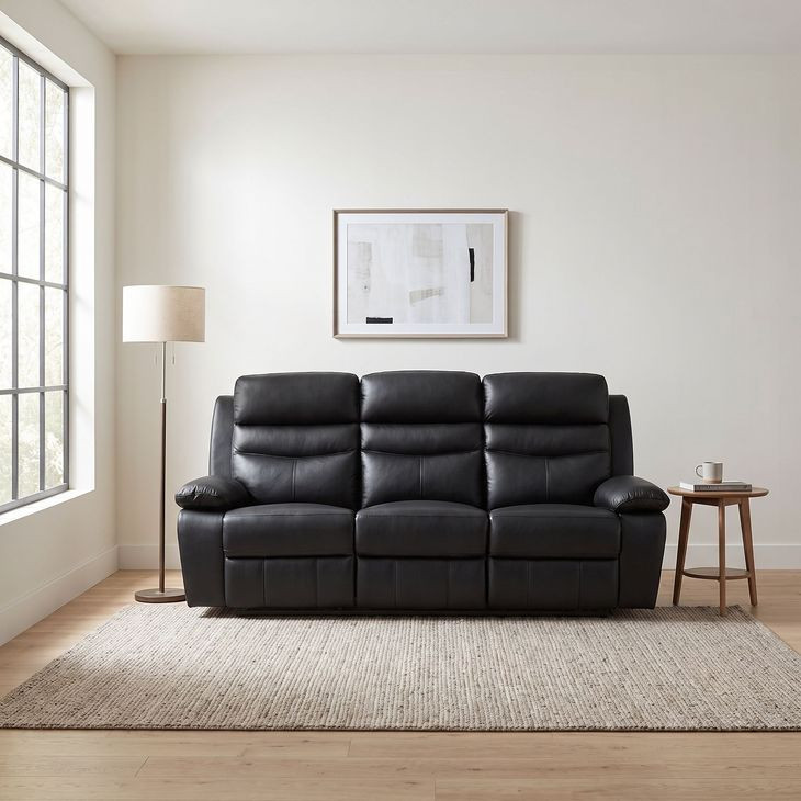 Hancock Black Double Reclining Sofa